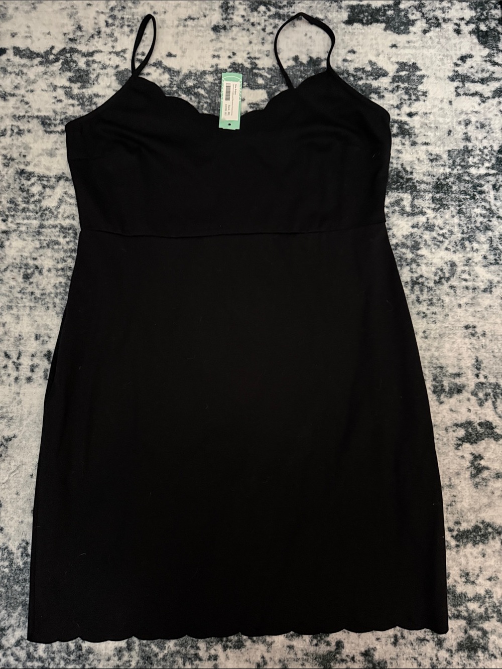 nine britton Black Scallop-Edge Slip Mini Dress